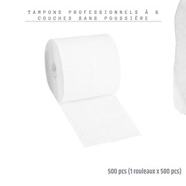 INLAQ 500 Cellulose Pads Lint Free Cellulose Pads Dust-Free Cotton Pads for Gel and Acrylic Nail Styling - Thick and Aesthetic 8-Layer Wipes (1 x 500 Pieces)