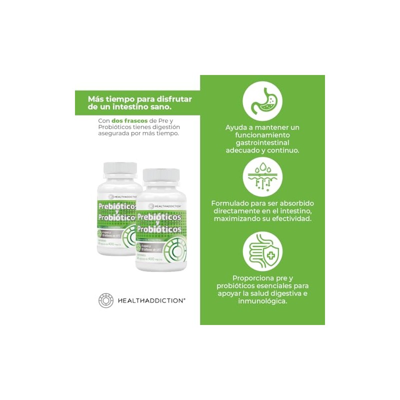 HEALTHADDICTION - 2 Pack Probióticos y Prebióticos - Fórmula Avanzada
