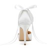 Pearl Heels Wedding Shoes for Bride Closed Toe Bridal Shoes