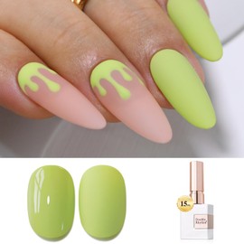 Double Rhythm 15ML Gel Polish Jelly Sheer Pastel Light Milky Color 1 PC 0.53 OZ Bottle UV Nail Polish Art Salon at Home for Women (Tea Green-B-A1410)