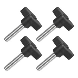 QUARKZMAN Pack of 4 T-wing Screws with Handles Thumb Screws, M8 x 40 mm Male Screw Knob 304 Stainless Steel Thumb Screw Handle 36 mm Diameter, Black