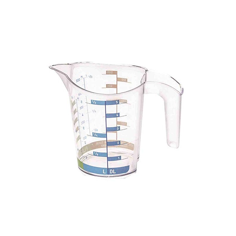 Rotho Domino Kitchen Measuring Cup 0.5 Litre, Transparent with in-Mould