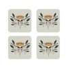 Folk Art Coasters set Neutral Floral Choice of 2, 4
