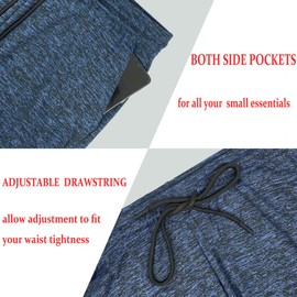 Lehmanlin Mens Sports Shorts Quick Dry Stretch Lightweight Track Pants with Pockets, 5"Grey/Blue