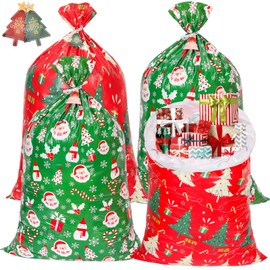 Large Christmas Gift Bags, 4PCS 56"X 36" Jumbo Extra Large Gift Bag, XL Christmas Bags for Wrapping Oversized Giant Huge Gifts, XXL Plastic Gift Bags for Presents, Xmas Santa Big Holiday Gift Bags