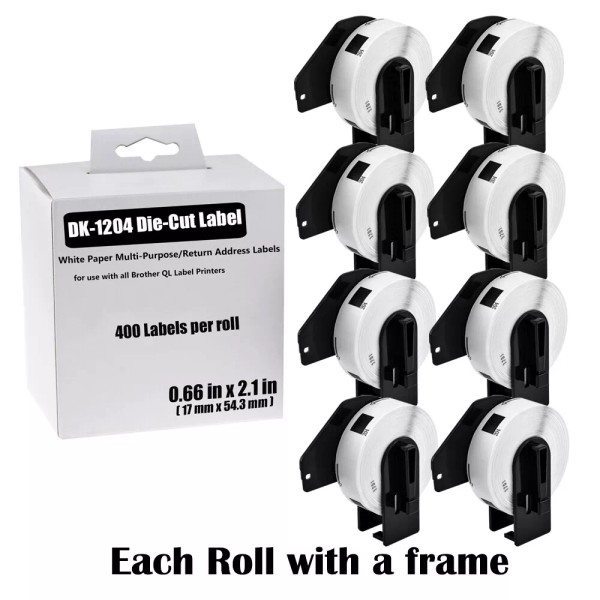 for Brother Printer 8Rolls White Thermal Paper Labels DK-1204 for