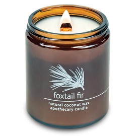 Hemlock Park Crackling Wood Wick Candle Handcrafted with Organic Coconut Wax and Essential Oils (Foxtail Fir, Standard 8 oz)