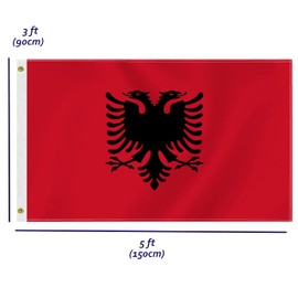 3×5 FT Albania Flag, Large 75D Albanian National Outdoor Banner,Decor for Patio Garden with Brass Gromment