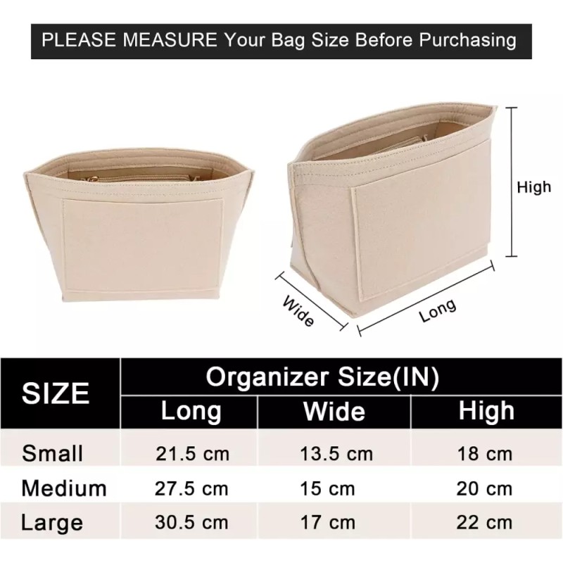 Longchamp 롱샹 르 플리지 S 핸드백용 펠트 지갑 정리함 삽입물(작은