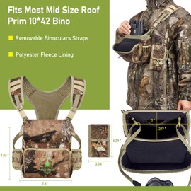 Wild Cedar Binocular Harness Chest Pack with Rangefinder Pouch, Bino Harness with Rain Cover for Bird Watching, Hunting, Hiking