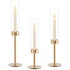 Gold Hurricane Candle Holders Set of 3, Tall Metal &