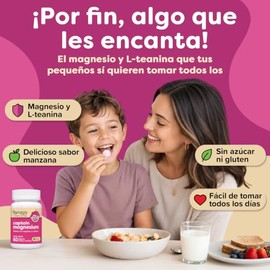 Renzo's Captain Magnesium | Magnesio + L-Teanina para Niños | 60 Tabs Masticables sin Azúcar | Sabor Manzana