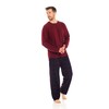 INSIGNIA Mens Fleece Long Sleeve Top Pyjamas Sets (Wine-Navy, XL)