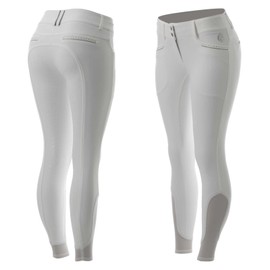 Equinavia Victoria Women's Silicone Full Seat Breeches | Elegant Design | Breathable Fabric - White - 28