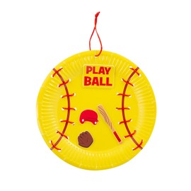 Fun Express Softball Paper Plate Lacing Craft Kit Makes 12