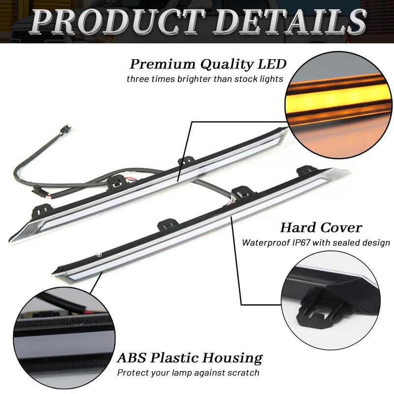 BINGIGOO 2PCS Grille Lights LED Bar Front Sequential Switchback LED