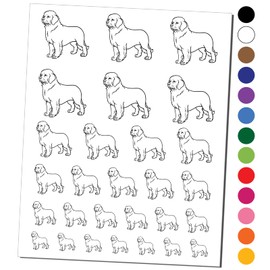 Gentle Newfoundland Pet Dog Temporary Tattoo Water Resistant Fake Body Art Set Collection - Black (One Sheet)