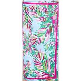 The Royal Standard Microfiber Beach Towel 34x70, Panama Aruba Blue/Kelly/Hot Pink