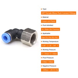 1/8 Push to Connect Fittins Air Lines Elbow,CEKER 8MM TO 1/8NPT Female Threaded 90 Degree Air Fittings 8mm Tubing Fittings Push Quick Connect Air Hose Fittings Pneumatic Fittings 2Packs