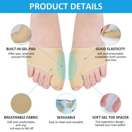 ACWOO Hallux Valgus Socks, 2 Pairs Large Toe & Foot Toe Relief Forefoot Pads, Hammer Toe Correction and Protection, Splint Toe Corrector for Men and Women (A)