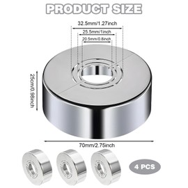 TPZORJX 4 Pieces Rosettes Cover for Pipes, Cover Rosette Pipe Cover Rosette Shower Fitting Tap Heating Pipe Rosette Cover Rosette Stainless Steel for Taps, Radiator Pipes Pipes (70 x 25 mm)