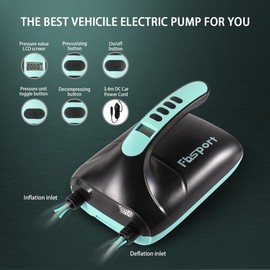 FBSPORT 20PSI High Pressure SUP Vehicle Electric Air Pump, Inflation Paddle Board Pump for Stand Up Paddle Boards, Inflation & Deflation Function Quick Air Inflator for Paddleboards (Green)