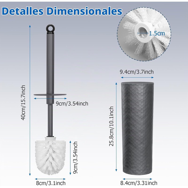 Juego de 2 Cepillos para Baño Ulable CP-JSE35 Gris Oscuro