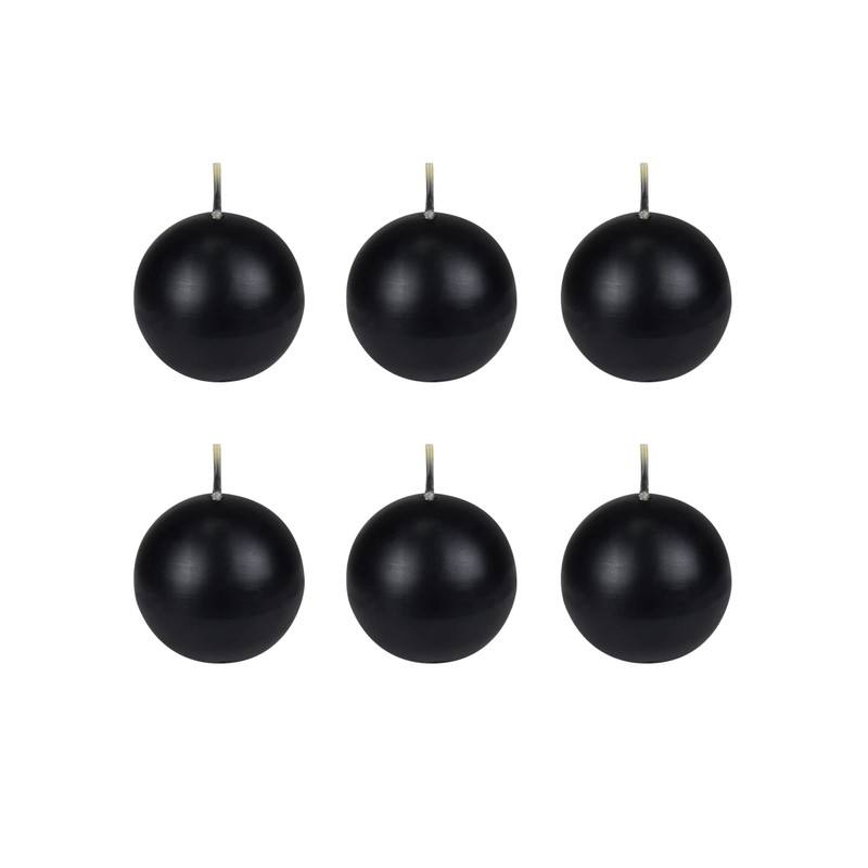 Zest Candle 6-Piece Ball Candles, 3-Inch, Black