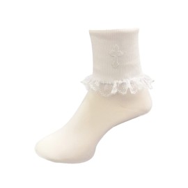 Lace Baptism Socks - Baby Girl Baptism Socks Girls - Infant White Christening Socks - Accesorios de Bautizo para Niña (3-12 months)