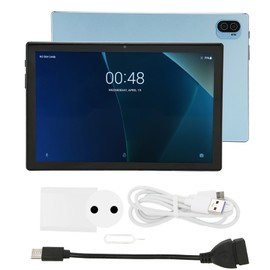 10.1 Inch Tablet for Android 12.0 Tablet 1960X1080 Resolution Octa Core 8GB RAM 256GB ROM 5G WIFI 100‑240V EU Plug Blue