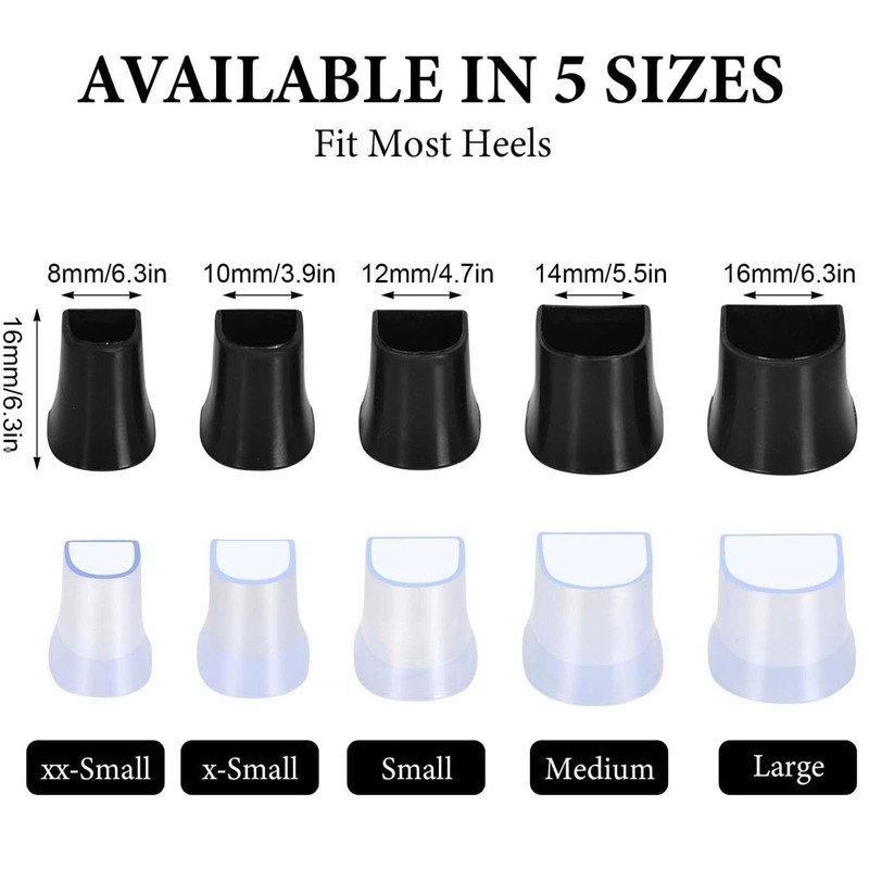 High Heel Protectors, 5 sizes High Heel Tip Covers, Heel