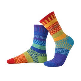 Solmate Socks - Mismatched Crew Socks; Made in USA; Rainbow Large