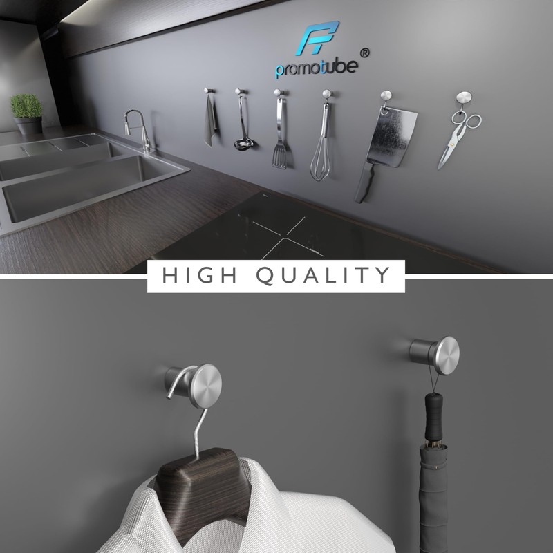 Wall Hooks, Towel Hooks, Coat Hooks, Rustproof Stainless Steel, Set