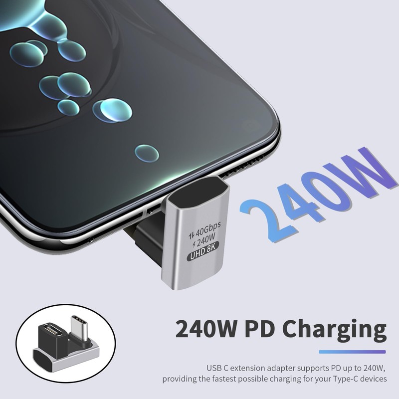 Duttek USB C 180 Degree Adapter 240W, USB C Angle