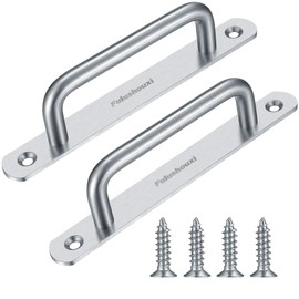 2 Pcs Barn Door Handles, Sliding Door Pull Handles, Stainless Steel Closet Cabinet Door Handles Pulls with Plates for Cupboard Cabinet Wardrobe Drawer Shed Pull Handles, 160mm/6.3 inch - Silver