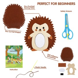 JOFOOK Kids Sewing Kit for Ages 6+, Fun and Educational Animal Craft Set for Boys and Girls, Felt Sewing Kits for Beginners, Kids’ Art Projects Present,My First Sewing Kit,Learn to Sew Kit for Kids