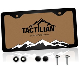 TACTILIAN Mountain License Plate Frame Bracket (Black/White) Front License Plate Cover Holder with 2 Holes, Porta Placas para Auto | Rustproof, Soundproof License Plate Holder Cover