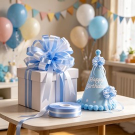 10 fiocchi grandi regalo, 15 cm, fiocchi decorativi per bricolage, decorazione auto, matrimoni, casa nuova, feste, fiocchi regalo, sacchetti (azzurro) (1)