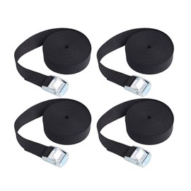 4Pcs Ratchet Tie Down Straps, Adjustable Tensioning Belt Lashing Straps for Cargo Luggage Vans Trucks Motorcycle (Black) - 1m x 25mm