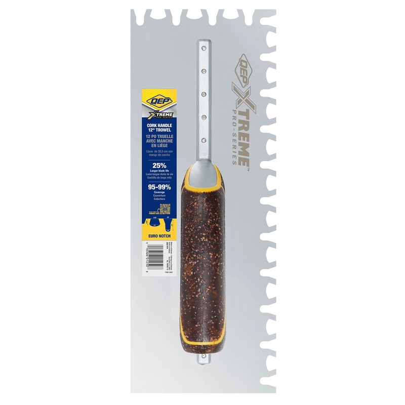 QEP Euro Notch Cork Handle XL Stainless Steel Trowel