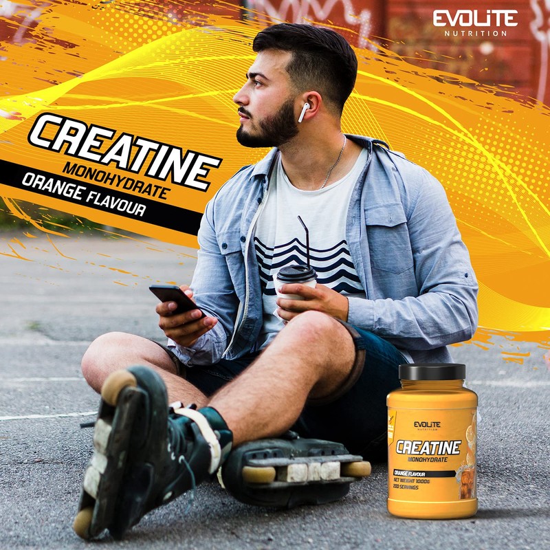 EVOLITE NUTRITION Creatin Monohydrat 1kg - Taurin Kreatin Pulver, Pre