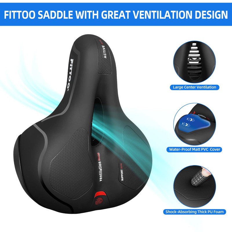 FITTOO Bike Seat, Large Bicycle Saddle for Electric and Hybrid