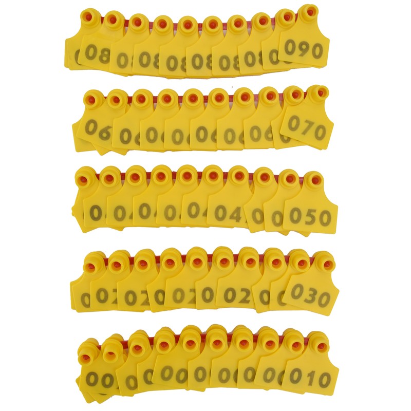 100Pcs TPU Pig Cow Ear Tag with Number 001‑100 Ear