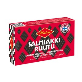 4 Boxes x 34g of Halva Salmiakki Ruutu - Original - Finnish - Salty Licorice - Salmiak - Wine Gums - Pastilles - Lozenges - Drops - Finland