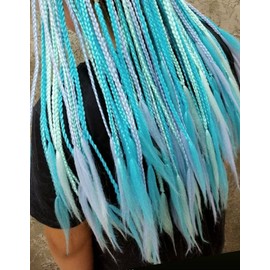 Sky Blue Jumbo Braiding Hair Extensions Jumbo Braids for Twist Box Braids Crochet Hair High Temperature Synthetic Fiber Single Color for Women 24 Inches 100g/bundle (3 Bundles/Pack,Light Blue)