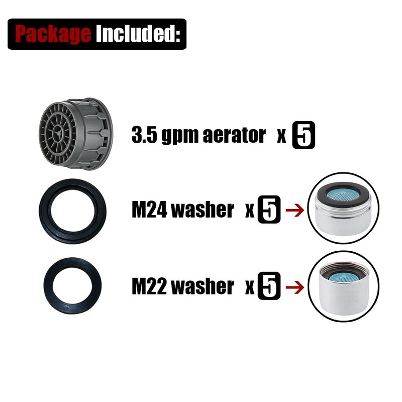 JQK Faucet Areator, 3.5 GPM Flow Retrictor Insert Faucet Aerators