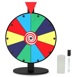 12 Inch 10 Slot Prize Wheel, Spinning Wheel for Prize, Prize Wheel Spinner with Stand, Tabletop Spinner Wheel with Dry Erase Markers and Eraser, Carnival Spin Wheel for Trade Show, Fortune Spin Game