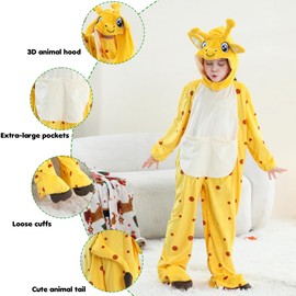 MICHLEY Unisex Giraffe Costume for Kids Ages 3-4T Soft Spotted Jumpsuit Easy Wash School Play Zoo Party
