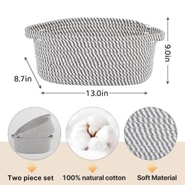 Ladkew 2 Pieces Small Cotton Woven Rope Storage Baskets for Organizing for gifting Storage Bins rope basket set