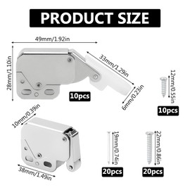 Sxutop 10 Pieces Mini Latch Automatic Spring Catch Push to Open Touch Release Catch Latch Touch Catch Latch Lock with Screws Automatic Spring Push Catch Latch for Cabinet Cupboard Wardrobe (Silver)
